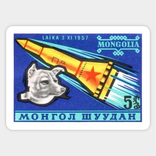 Vintage 1963 Mongolia Laika postage stamp Sticker